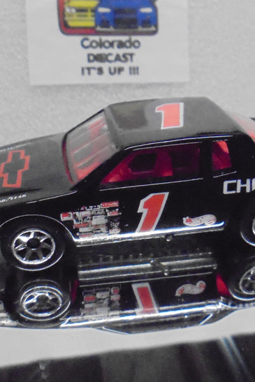 LOOSE HOT WHEELS BLACK #1 CHEVY STOCKER w/7 SPOKES