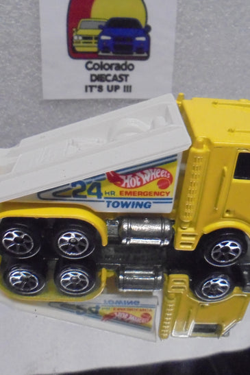 LOOSE HOT WHEELS YELLOW RAMP TRUCK w/7 SPOKE WHEELS