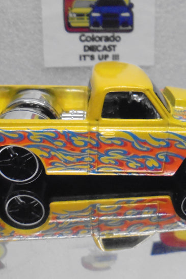LOOSE HOT WHEELS YELLOW w/FLAMES '67 CHEVY C10 TRUCK