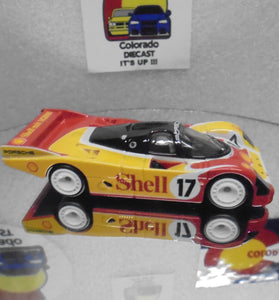 LOOSE HOT WHEELS RED/YELLOW SHELL PORSCHE 962 w/REAL RIDER'S