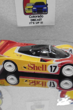 LOOSE HOT WHEELS RED/YELLOW SHELL PORSCHE 962 w/REAL RIDER'S