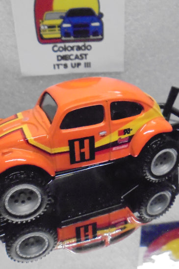 LOOSE HOT WHEELS ORANGE VOLKSWAGEN BAJA BUG w/REAL RIDER'S