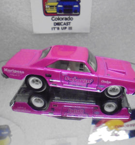 LOOSE HOT WHEELS PINK DODGE DART w/REAL RIDER'S