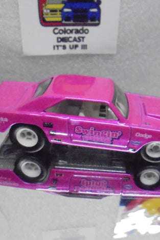 LOOSE HOT WHEELS PINK DODGE DART w/REAL RIDER'S