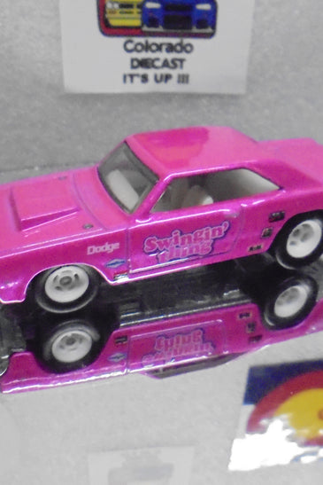 LOOSE HOT WHEELS PINK DODGE DART w/REAL RIDER'S