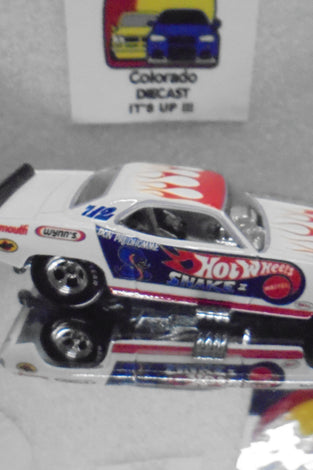 LOOSE HOT WHEELS WHITE DON THE SNAKE PRUDHOMME SNAKE II FUNNY CAR w/REAL RIDER'S