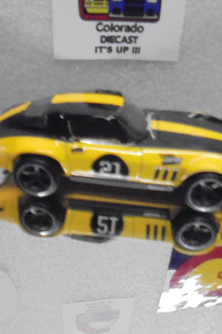 LOOSE HOT WHEELS BLACK/YELLOW CUSTOM CORVETTE STINGRAY COUPE w/RR'S