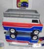LOOSE HOT WHEELS RED/WHITE/BLUE HW RALLY HAULER VAN w/TRAILER w/RR'S