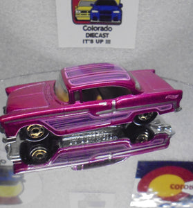 LOOSE HOT WHEELS PINK '55 CHEVY w/GOLD HOT ONES