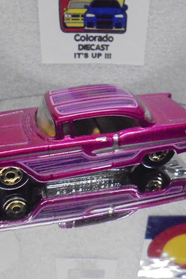 LOOSE HOT WHEELS PINK '55 CHEVY w/GOLD HOT ONES