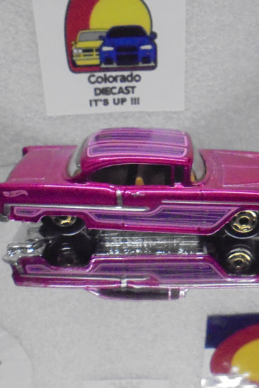LOOSE HOT WHEELS PINK '55 CHEVY w/GOLD HOT ONES