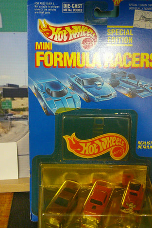 1999 HOT WHEELS MINI FORMULA RACERS 3 PACK CAMARO Z-28/SEDAN DELIVERY, '57 CHEVY
