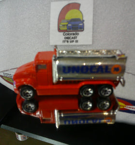 LOOSE HOT WHEELS RED UNOCAL 76 TANKER TRUCK w/7 SPOKE WHEELS