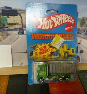 HOT WHEELS WORKHORSES GREEN FORD DUMP TRUCK