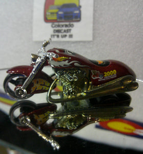 LOOSE HOT WHEELS DARK RED 2000 CHICAGOLAND MOTORCYCLE PARADE SCORCHIN SCOOTER