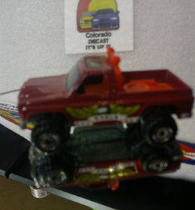 LOOSE HOT WHEELS DARK RED BYWAYMAN TRUCK w/CT WHEELS METAL BASE