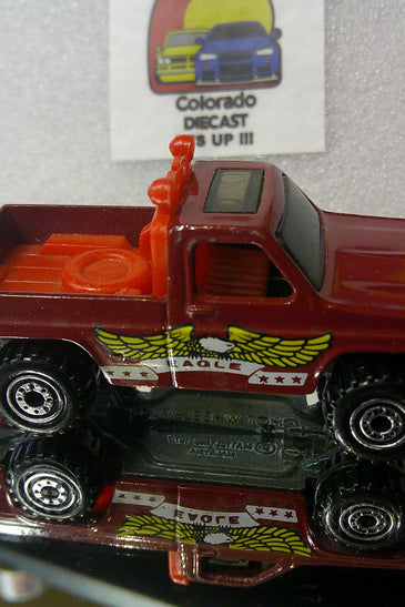 LOOSE HOT WHEELS DARK RED BYWAYMAN TRUCK w/CT WHEELS METAL BASE