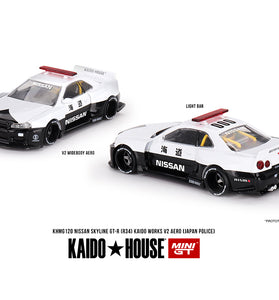 Kaido House x Mini GT 1:64 Nissan Skyline GT-R R34 Kaido Works (V2 Aero) Police