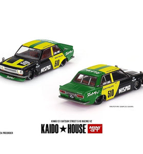 Kaido House x Mini GT 1:64 Datsun Street 510 Racing V2 – Green-Black-Yellow