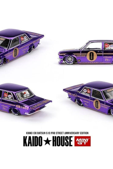 Kaido House x Mini GT 1:64 Datsun 510 Pro Street Anniversary Edition – Purple