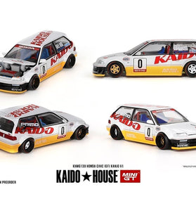 Kaido House x Mini GT 1:64 Honda Civic (EF) Kanjo V1 – White/Yellow
