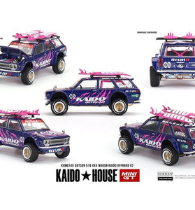 Kaido House x Mini GT 1:64 Datsun 510 4×4 Wagon Kaido Offroad V2 – Purple