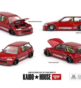 Kaido House x Mini GT 1:64 Honda Civic (EF) Kaido Works V2- M Red
