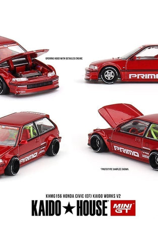 Kaido House x Mini GT 1:64 Honda Civic (EF) Kaido Works V2- M Red