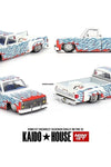 Kaido House x Mini GT 1:64 Chevrolet Silverado Dually on Fire V2 – White Flames