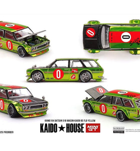 Kaido House x Mini GT 1:64 Datsun KAIDO 510 Wagon OG Flo – Chrome Yellow