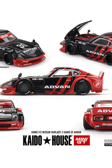 Kaido House x Mini GT 1:64 Nissan Fairlady Z Kaido GT ADVAN – Black