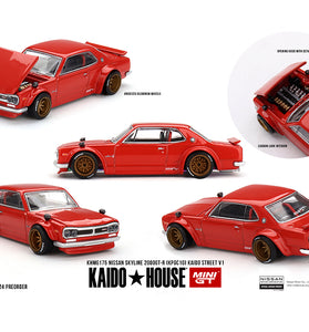 Kaido House x Mini GT 1:64 Nissan Skyline 2000GT-R (KPGC10) Kaido Street V1- Red