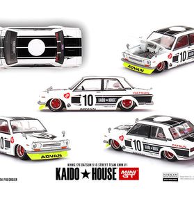 Kaido House x Mini GT 1:64 Datsun 510 Street Team XMM V1- White