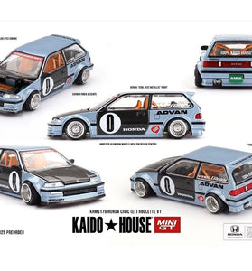 Kaido House x Mini GT 1:64 Honda Civic (EF) Kaido Roulette V1- Light Blue