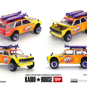 Kaido House x Mini GT 1:64 Datsun KAIDO 510 Wagon 4×4 Kaido ISLANDS V1- Orange