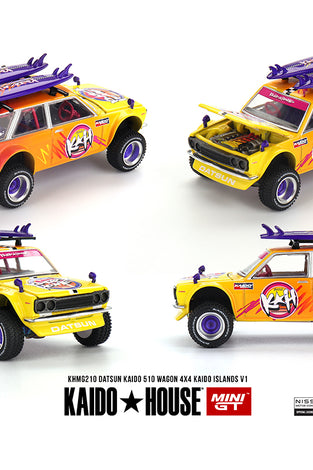 Kaido House x Mini GT 1:64 Datsun KAIDO 510 Wagon 4×4 Kaido ISLANDS V1- Orange