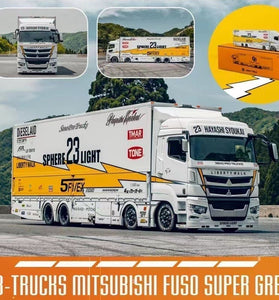 GCD 1:64 Liberty Walk LB-Trucks Mitsubishi Fuso Super Great Transporter Sphere 23 Light – White