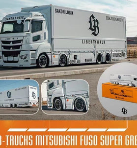 GCD 1:64 Liberty Walk LB-Trucks Mitsubishi Fuso Super Great Transporter Sakon Logix – White
