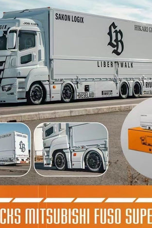 GCD 1:64 Liberty Walk LB-Trucks Mitsubishi Fuso Super Great Transporter Sakon Logix – White