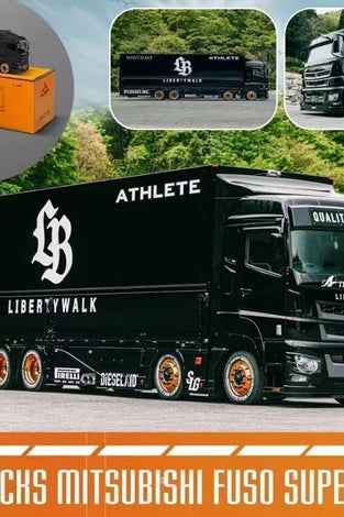 GCD 1:64 Liberty Walk LB-Trucks Mitsubishi Fuso Super Great Transporter Athlete – Black