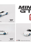 Mini GT 1:64 Porsche 911 Carrera RS 2.7 Grand Prix – White with Blue Livery- Mijo Exclusives