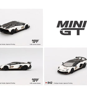 Mini GT 1:64 Lamborghini Aventador SVJ 63 – Bianco Asopo #842