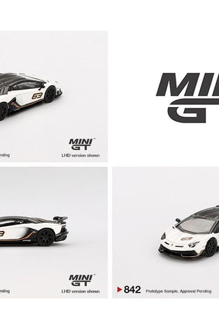 Mini GT 1:64 Lamborghini Aventador SVJ 63 – Bianco Asopo #842