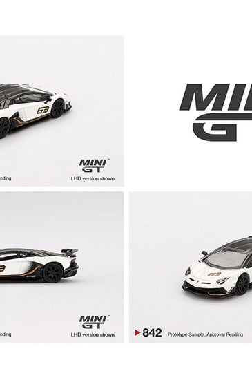 Mini GT 1:64 Lamborghini Aventador SVJ 63 – Bianco Asopo #842