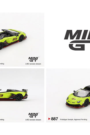 Mini GT 1:64 Lamborghini Aventador SVJ 63 Roadster – Verde Shock #887