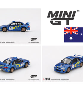 Mini GT 1:64 Subaru Impreza WRC99 – #5, Richard Burns / Robert Reid – Winner, 1999 Rally Australia – Australia Exclusive