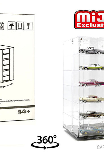 Showcase 1:64 24-Car Display Desk Top Spinner with Covers (6.5″x 6.5″x13.5″)