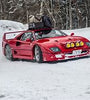 FINCLASSICALLY TAKESHI KIMURA'S RED FERRARI F40 SNOW DRIFITING IN JAPAN #'D TO 800