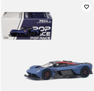 Pop Race PR640096 1/64 Aston Martin Valkyrie Satin Marina Blue