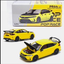 POPRACE PR64-62 1/64 HONDA CIVIC FL5 TYPE-R SUNLIGHT YELLOW POP RACE